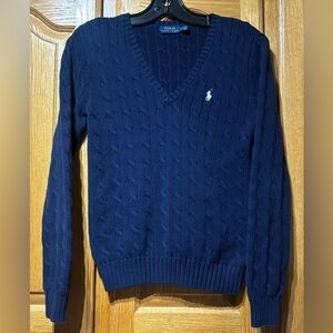 Polo Ralph Lauren Navy Blue V-Neck Sweater Women’s Medium EUC